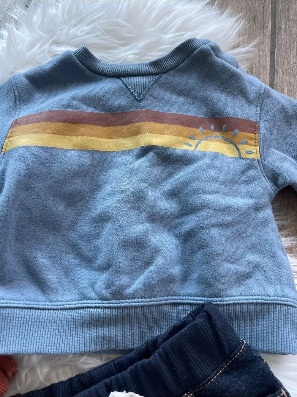 Baby Hoodie and Sweatshirt Bundle - Rust, Blue & Charcoal